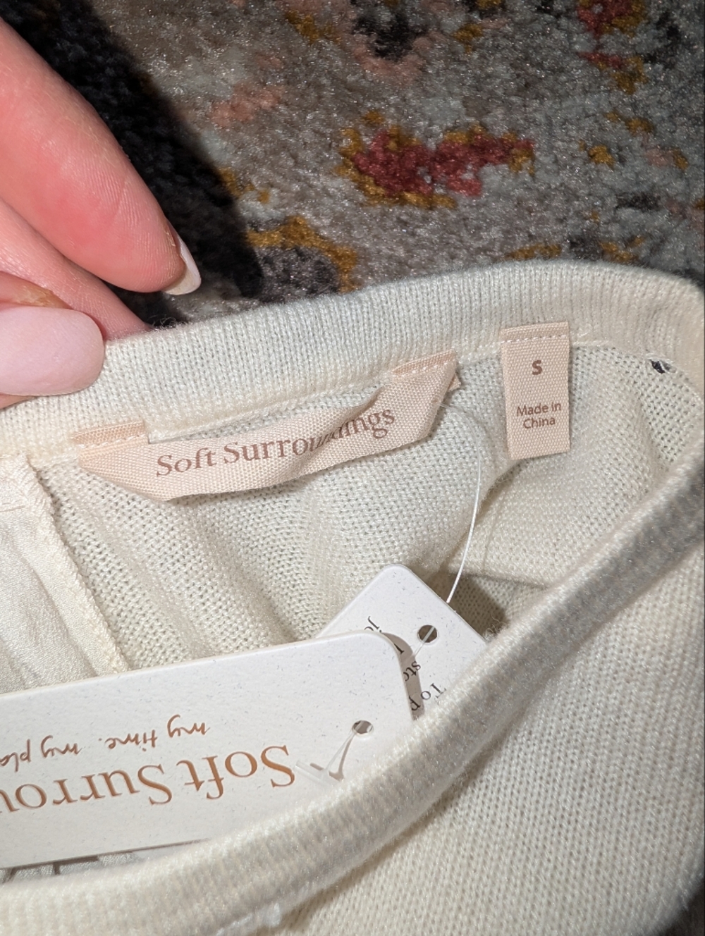 Soft Surroundings Cream Pullover Sweaterbow Detail NWT Quiet Luxury - Picture 2 of 5